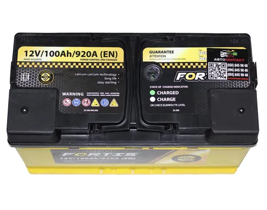 Fortis 100Ah 920A правий плюс