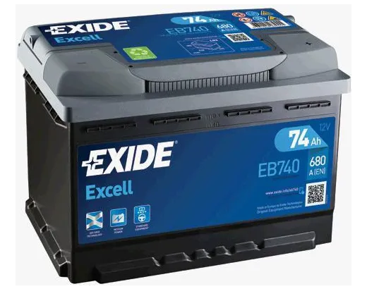 Exide 74Ah 680A Excell EB740