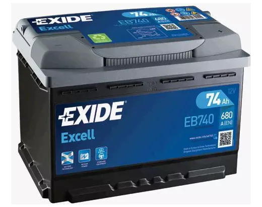 Exide 74Ah 680A Excell EB740